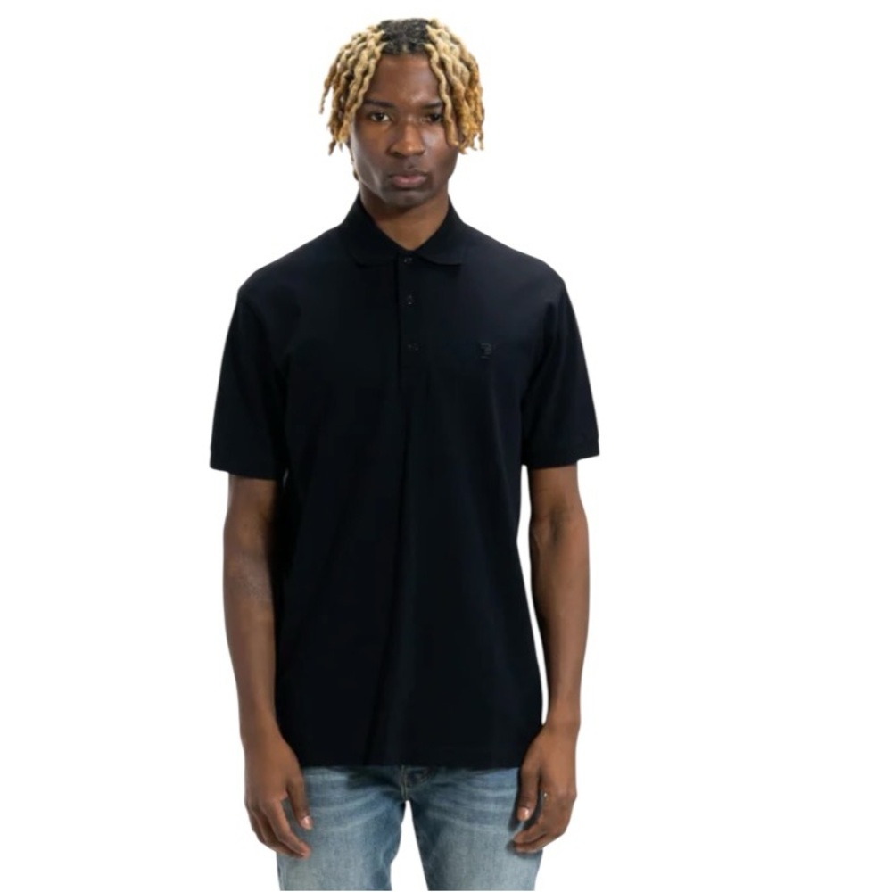 Purple Brand PIQUE OVERSIZED BLACK POLO SHIRT Size Small
